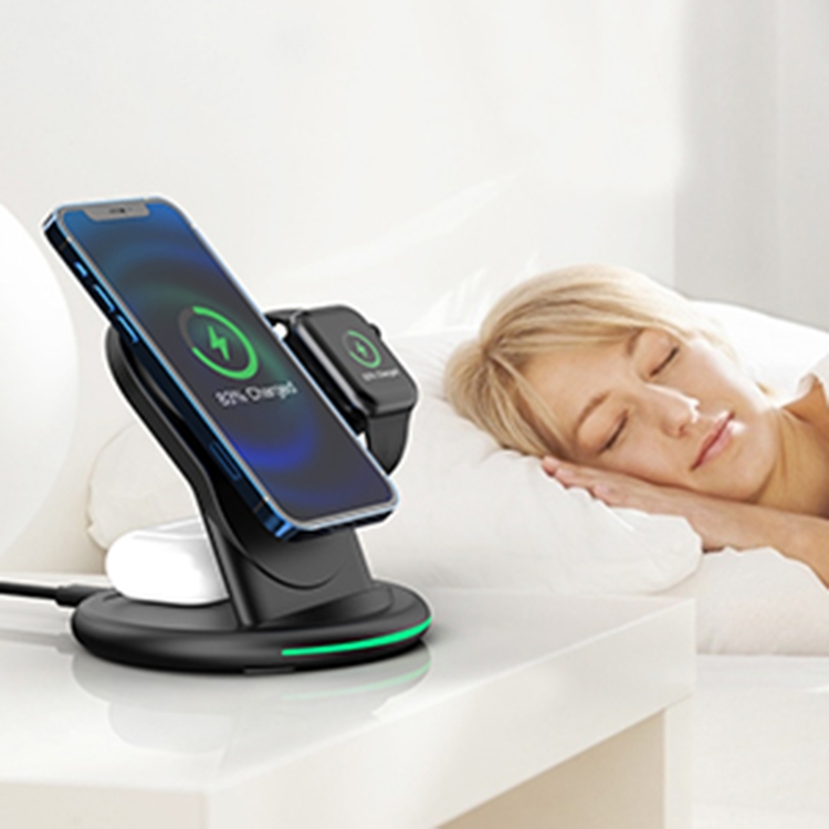 W02 3 in 1 Magnetic Wireless Charger(Black)