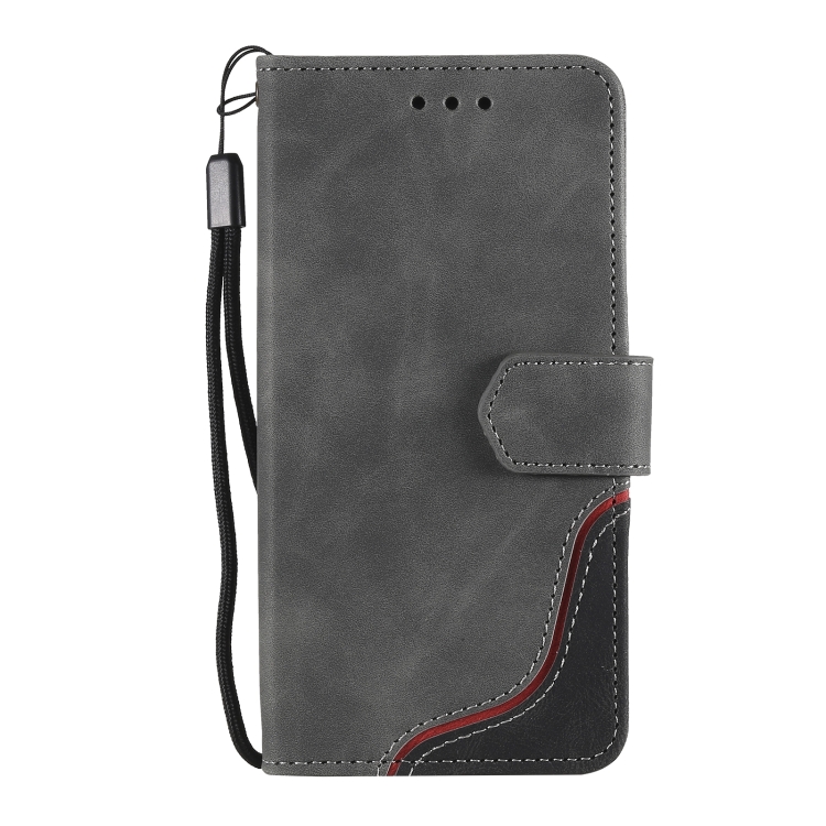 For iPhone 14 Pro Three-color Stitching Leather Case(Grey) For iPhone 14 Pro Three-color Stitching Leather Case(Grey)