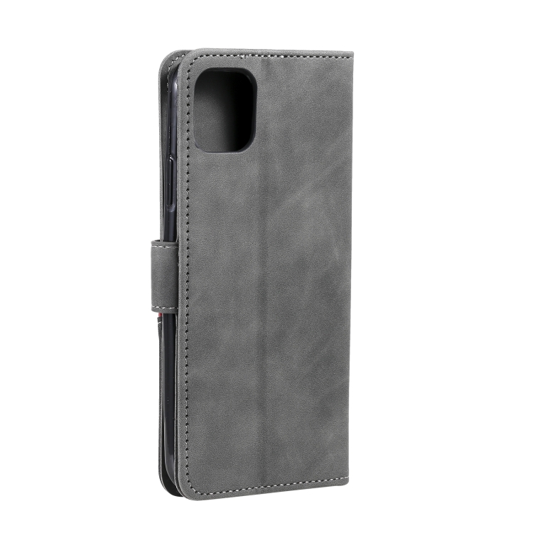 For iPhone 14 Pro Three-color Stitching Leather Case(Grey) For iPhone 14 Pro Three-color Stitching Leather Case(Grey)
