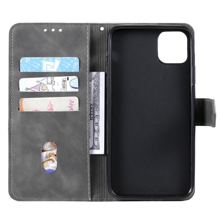 For iPhone 14 Pro Three-color Stitching Leather Case(Grey) For iPhone 14 Pro Three-color Stitching Leather Case(Grey)