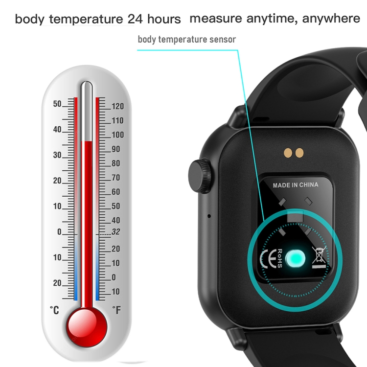 ZW27 Pantalla TFT de 1,81 pulgadas Reloj inteligente Compatible con temperatura corporal / Monitoreo de frecuencia cardíaca (Negro) - B4