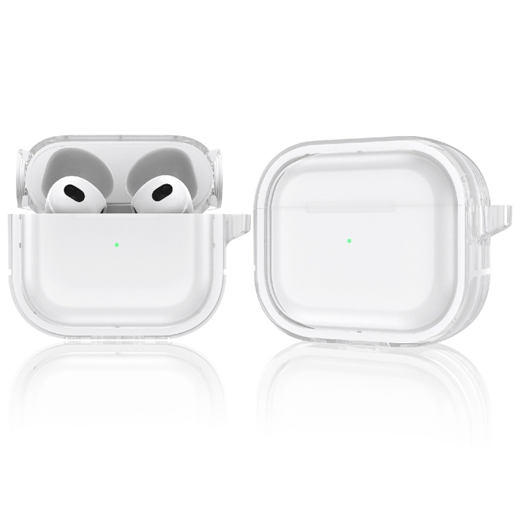 Two-color Photo Frame PC+TPU Anti-fall Wireless Earphone Case with Hook For AirPods 3(White)