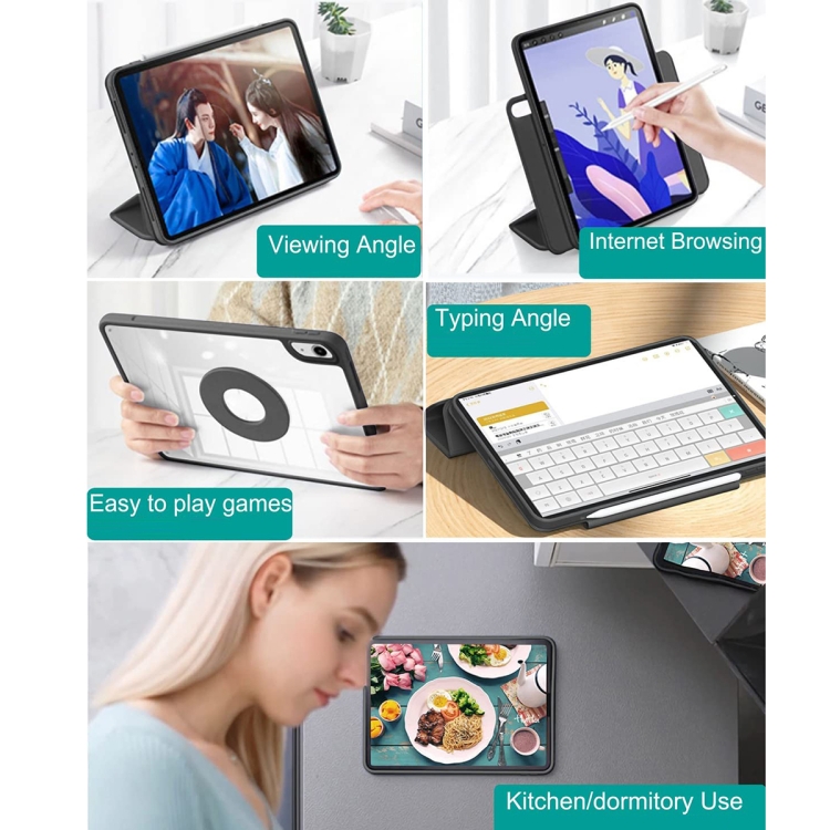 Trifold Magnetic Rotating Smart Case For iPad Air 2022 / 2020 10.9(Black) Trifold Magnetic Rotating Smart Case For iPad Air 2022 / 2020 10.9(Black)