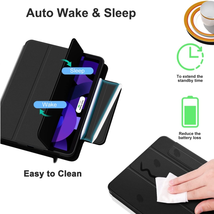 Trifold Magnetic Rotating Smart Case For iPad Pro 11 2018 / 2020 / 2021(Black)