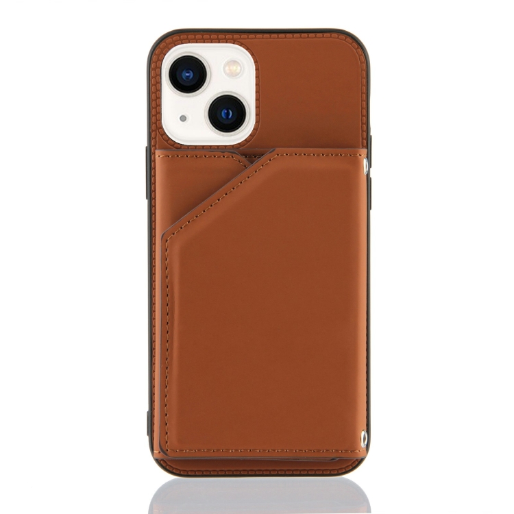 For iPhone 14 Skin Feel PU + TPU + PC Back Cover Shockproof Case /13(Brown) For iPhone 14 Skin Feel PU + TPU + PC Back Cover Shockproof Case /13(Brown)