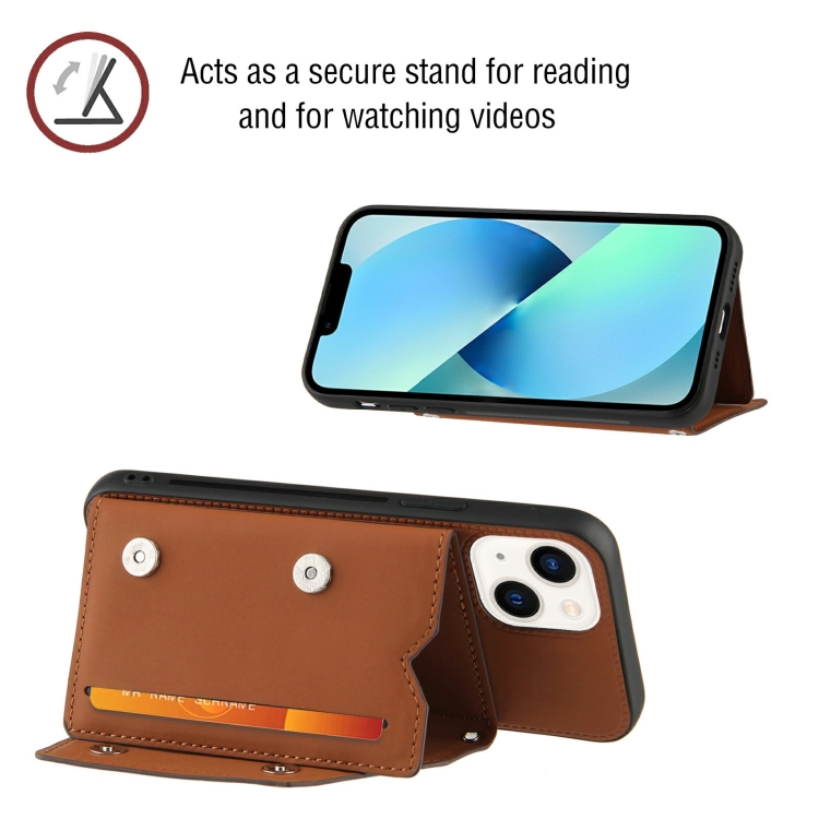For iPhone 14 Skin Feel PU + TPU + PC Back Cover Shockproof Case /13(Brown) For iPhone 14 Skin Feel PU + TPU + PC Back Cover Shockproof Case /13(Brown)