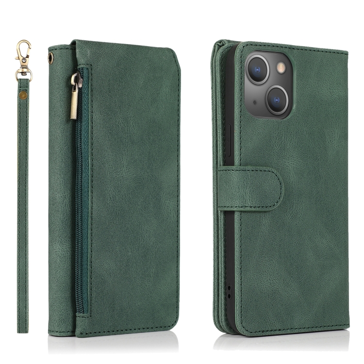 For iPhone 14 Pro Max Zipper Wallet Bag Leather Case (Dark Green) For iPhone 14 Pro Max Zipper Wallet Bag Leather Case (Dark Green)
