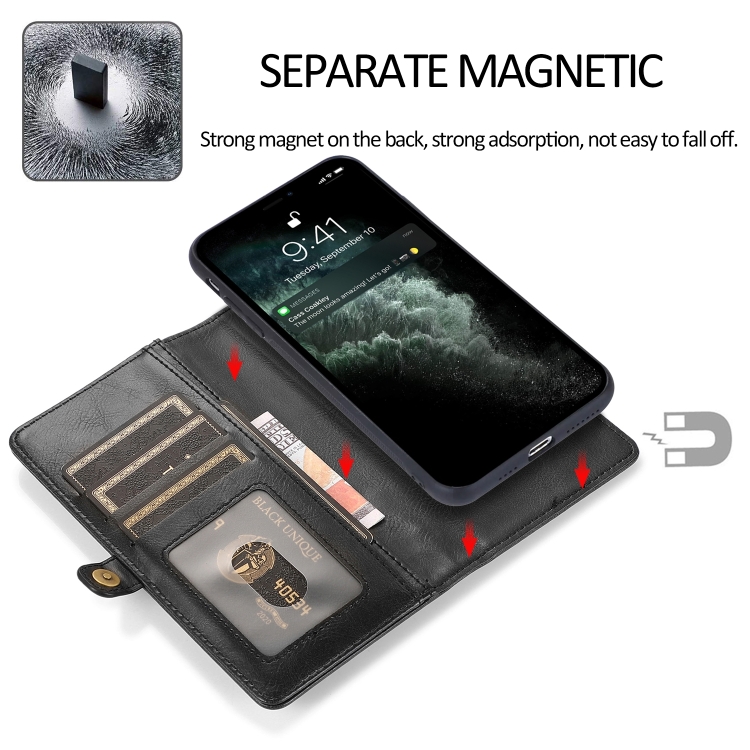 For iPhone 14 Plus Strong Magnetic Detachable Leather Case (Black)