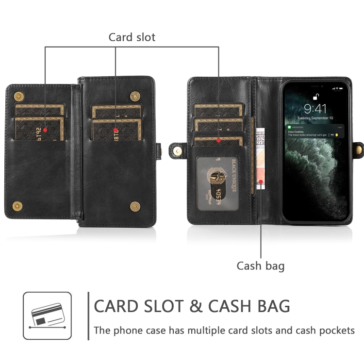 For iPhone 14 Plus Strong Magnetic Detachable Leather Case (Black)