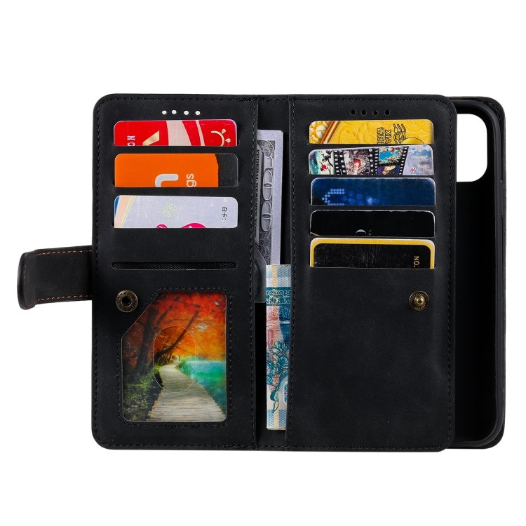 For iPhone 14 Pro 9 Card Slots Zipper Bag Leather Case(Black) For iPhone 14 Pro 9 Card Slots Zipper Bag Leather Case(Black)