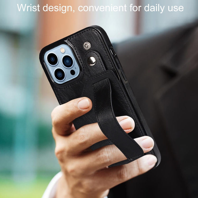 For iPhone 14 Pro Max Wrist Strap Holder Phone Case (Black) For iPhone 14 Pro Max Wrist Strap Holder Phone Case (Black)