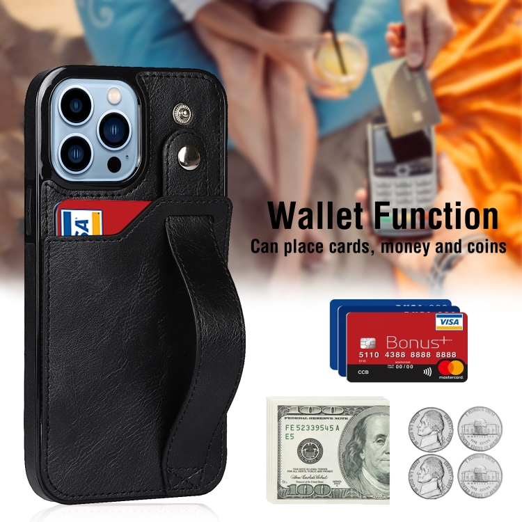 For iPhone 14 Pro Max Wrist Strap Holder Phone Case (Black) For iPhone 14 Pro Max Wrist Strap Holder Phone Case (Black)