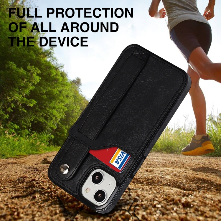 For iPhone 14 Wrist Strap Holder Phone Case (Black) For iPhone 14 Wrist Strap Holder Phone Case (Black)