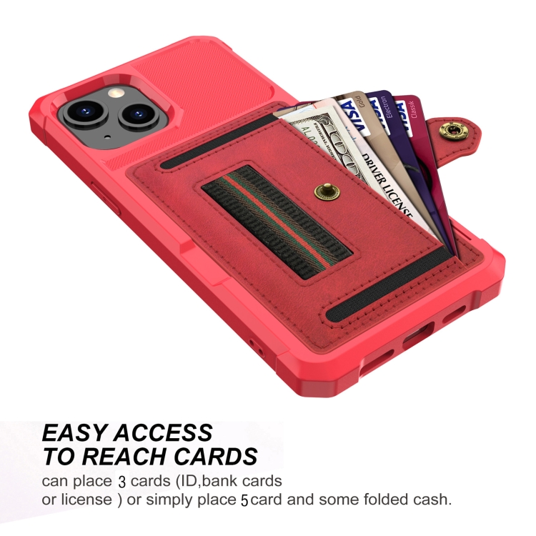 For iPhone 13 mini ZM06 Card Bag TPU + Leather Phone Case (Red) For iPhone 13 mini ZM06 Card Bag TPU + Leather Phone Case (Red)