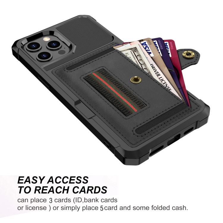 For iPhone 13 Pro Max ZM06 Card Bag TPU + Leather Phone Case (Black) For iPhone 13 Pro Max ZM06 Card Bag TPU + Leather Phone Case (Black)