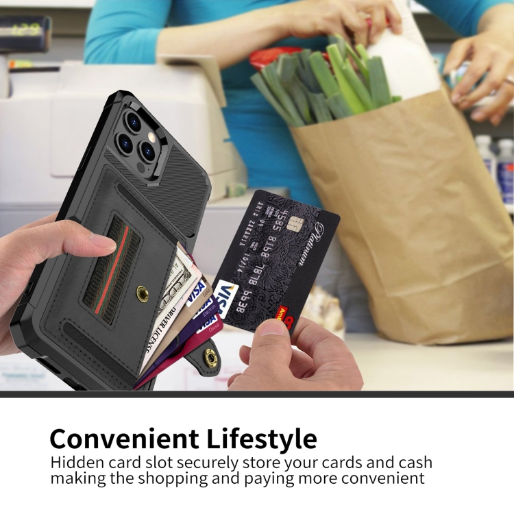 For iPhone 13 Pro Max ZM06 Card Bag TPU + Leather Phone Case (Black) For iPhone 13 Pro Max ZM06 Card Bag TPU + Leather Phone Case (Black)