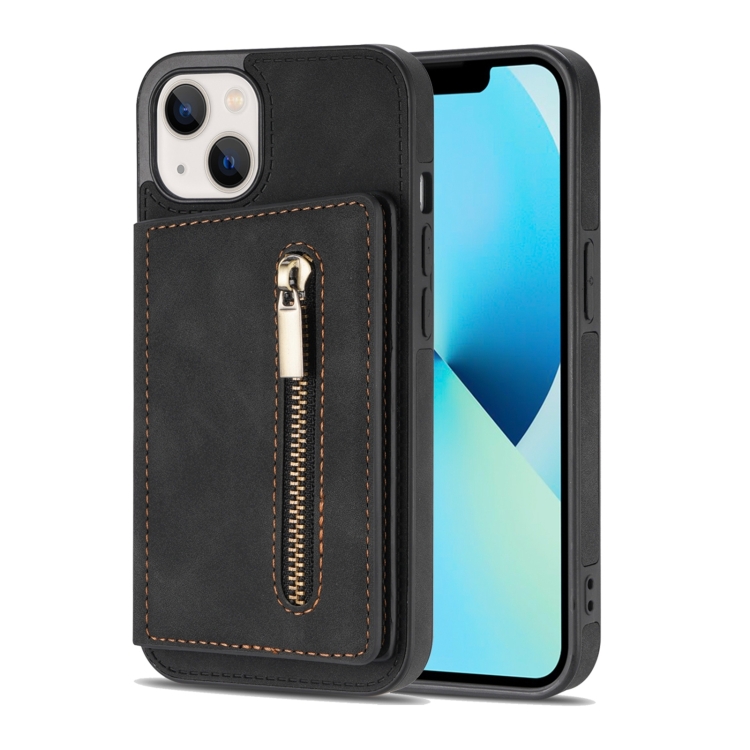 For iPhone 14 Zipper Card Holder Phone Case (Black) For iPhone 14 Zipper Card Holder Phone Case (Black)