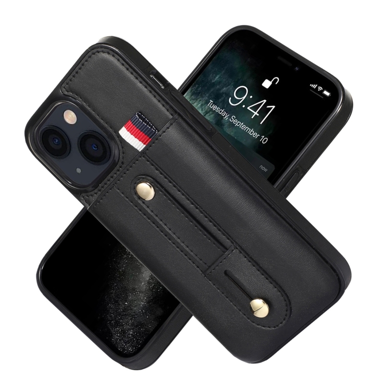 For iPhone 14 Plus Wristband Kickstand Wallet Leather Phone Case (Black) For iPhone 14 Plus Wristband Kickstand Wallet Leather Phone Case (Black)