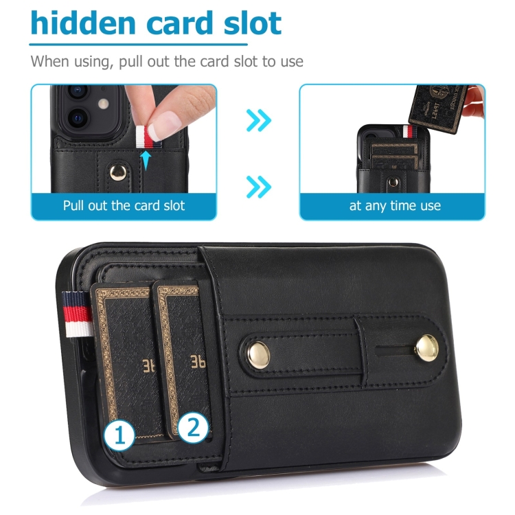 For iPhone 14 Plus Wristband Kickstand Wallet Leather Phone Case (Black) For iPhone 14 Plus Wristband Kickstand Wallet Leather Phone Case (Black)