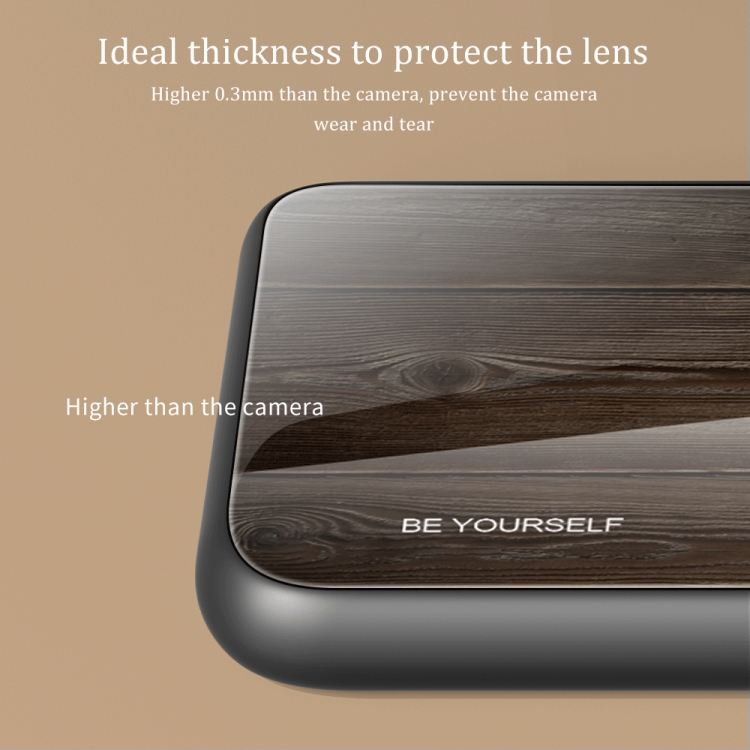 For iPhone 14 Wood Grain Glass Protective Case (Black) For iPhone 14 Wood Grain Glass Protective Case (Black)