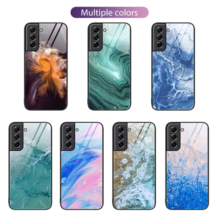 For Samsung Galaxy S21 5G Marble Pattern Glass Protective Phone Case(Typhoon) For Samsung Galaxy S21 5G Marble Pattern Glass Protective Phone Case(Typhoon)