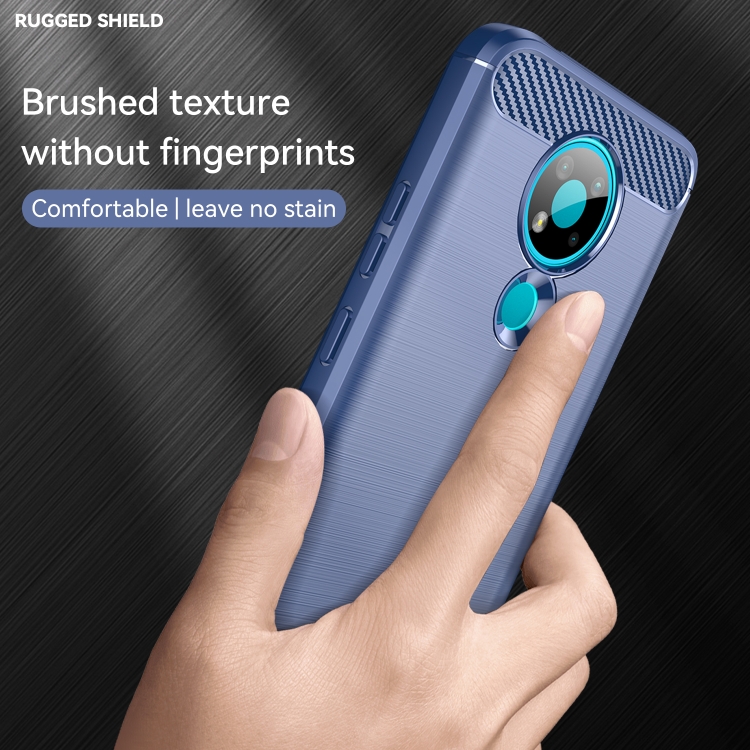 Coque Pour Nokia 3.4 Premium En Cuir PU Fibre De Carbone Flip Case Avec Fentes Pour Cartes Fermeture Magnetique Stand Houe Zursana Bleu