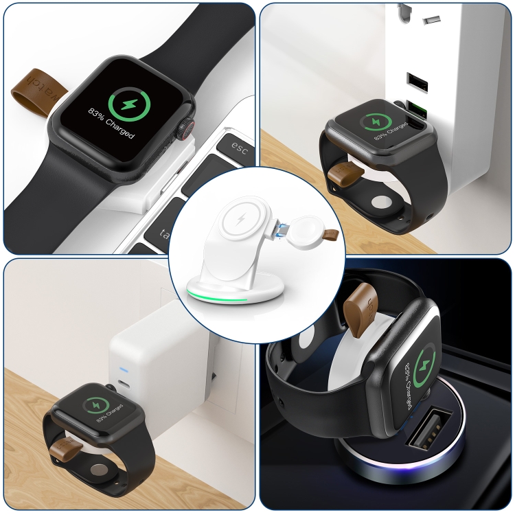 W-03 3 in 1 Magnetic Wireness Charge with 15W Adapter / USB-C Cable, Plug Type:AU Plug(White)
