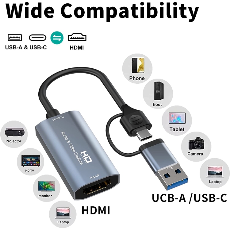 Tarjeta de captura de vídeo Z29 HDMI/M a USB tipo C/M HD - 5