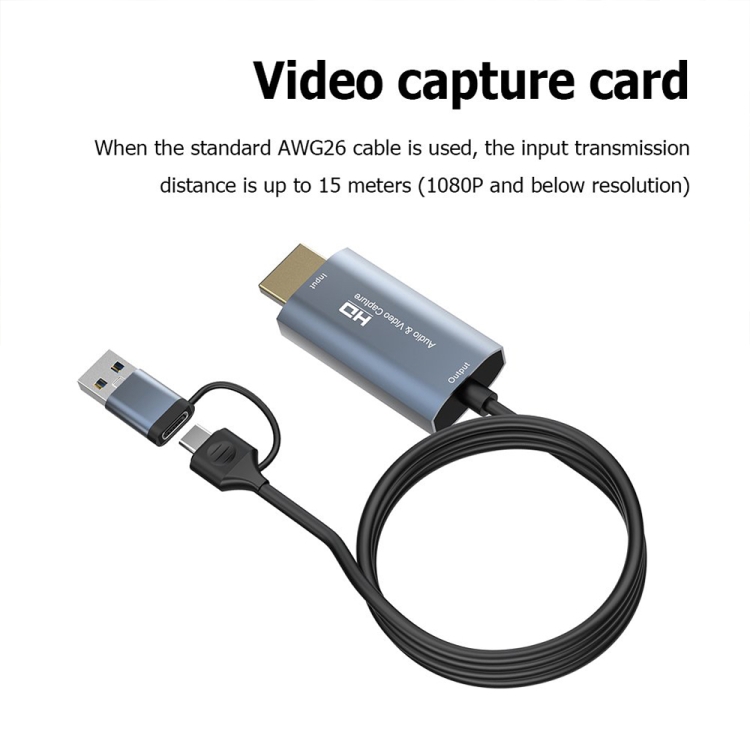 Z36 HDMI/M Macho a USB-Tipo C/M Macho Tarjeta de captura de vídeo HD, Longitud: 2 m - 3