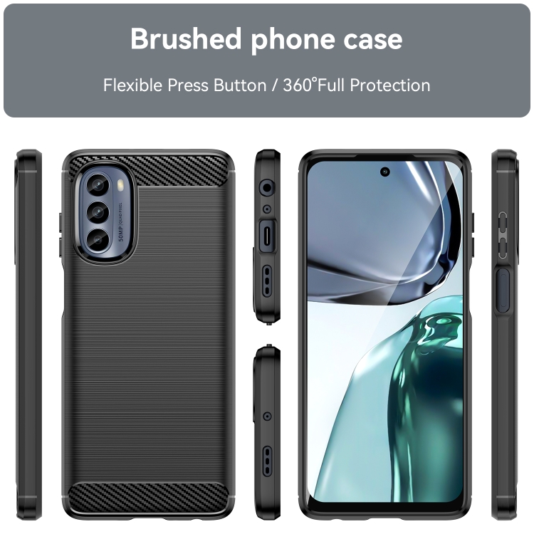 For Motorola Moto G62 5G Brushed Texture Carbon Fiber TPU Phone Case(Black)