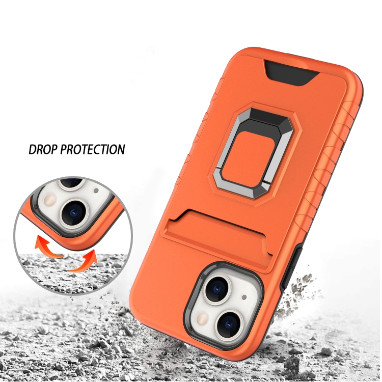 For iPhone 13 mini Card Shield Magnetic Holder Phone Case (Silver)