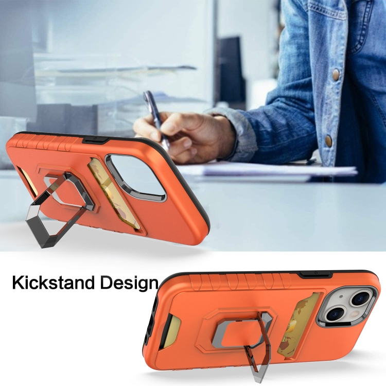 For iPhone 13 mini Card Shield Magnetic Holder Phone Case (Silver)