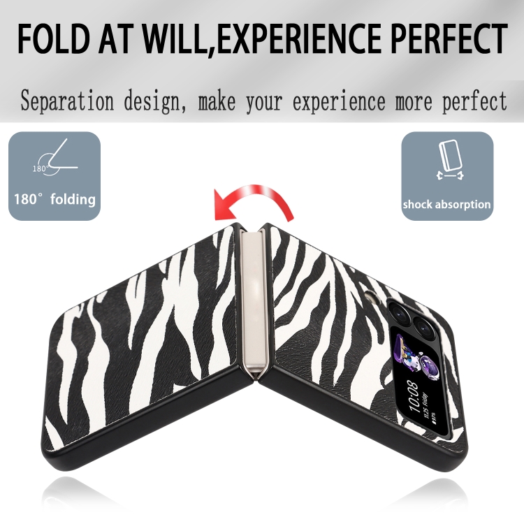 For Samsung Galaxy Z Flip4 Leather Shockproof Protective Phone Case(Black White Strip Texture) For Samsung Galaxy Z Flip4 Leather Shockproof Protective Phone Case(Black White Strip Texture)