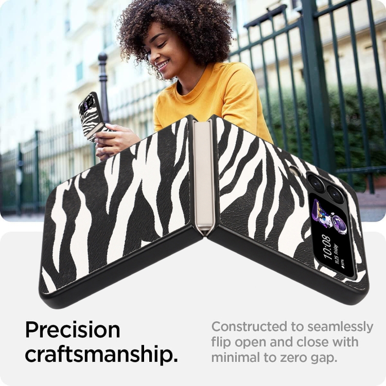 For Samsung Galaxy Z Flip4 Leather Shockproof Protective Phone Case(Black White Strip Texture) For Samsung Galaxy Z Flip4 Leather Shockproof Protective Phone Case(Black White Strip Texture)