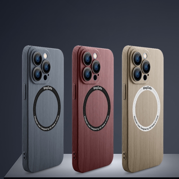 For iPhone 14 Pro Skin Feel Wood Texture MagSafe Magnetic Phone Case(Red) For iPhone 14 Pro Skin Feel Wood Texture MagSafe Magnetic Phone Case(Red)