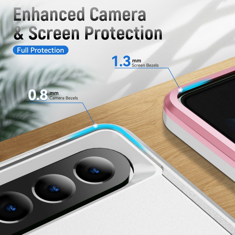 For Samsung Galaxy Z Fold4 PC + TPU Shockproof All Inclusive Phone Case (White+Pink)