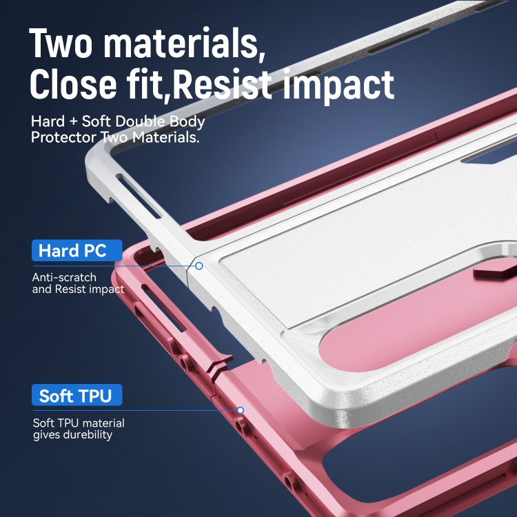 For Samsung Galaxy Z Fold4 PC + TPU Shockproof All Inclusive Phone Case (White+Pink)
