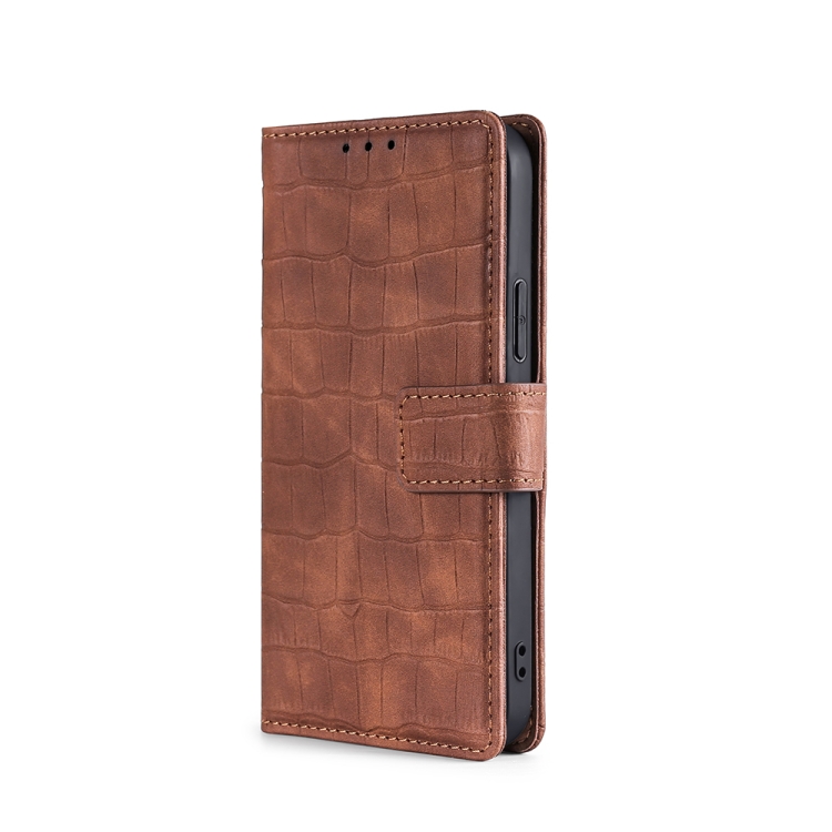 For iPhone 14 Skin Feel Crocodile Magnetic Clasp Leather Phone Case (Brown) For iPhone 14 Skin Feel Crocodile Magnetic Clasp Leather Phone Case (Brown)