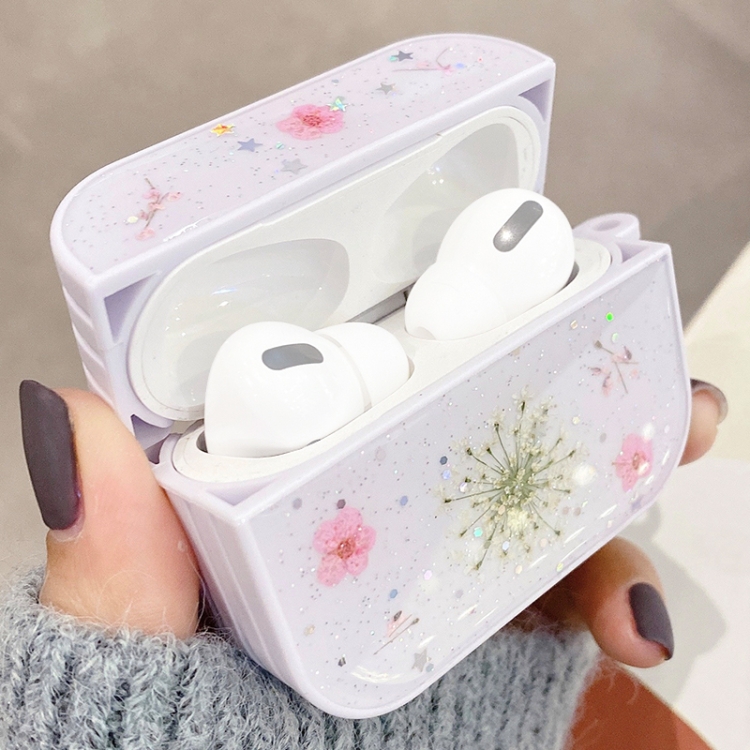 For AirPods Pro Gypsophila Flowers Pattern Wireless Earphone Protective Case(Blue) For AirPods Pro Gypsophila Flowers Pattern Wireless Earphone Protective Case(Blue)