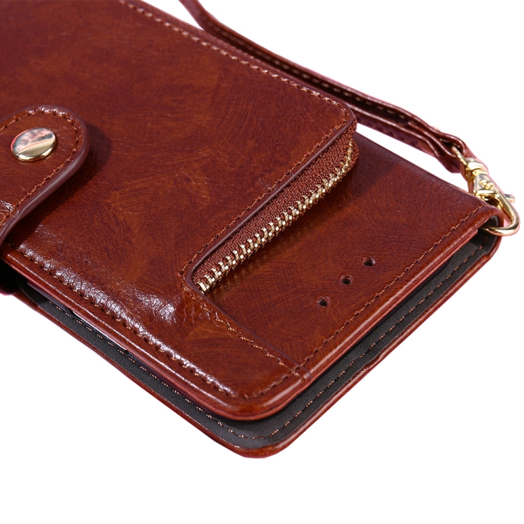 For iPhone 14 Zipper Bag Leather Phone Case (Brown) For iPhone 14 Zipper Bag Leather Phone Case (Brown)