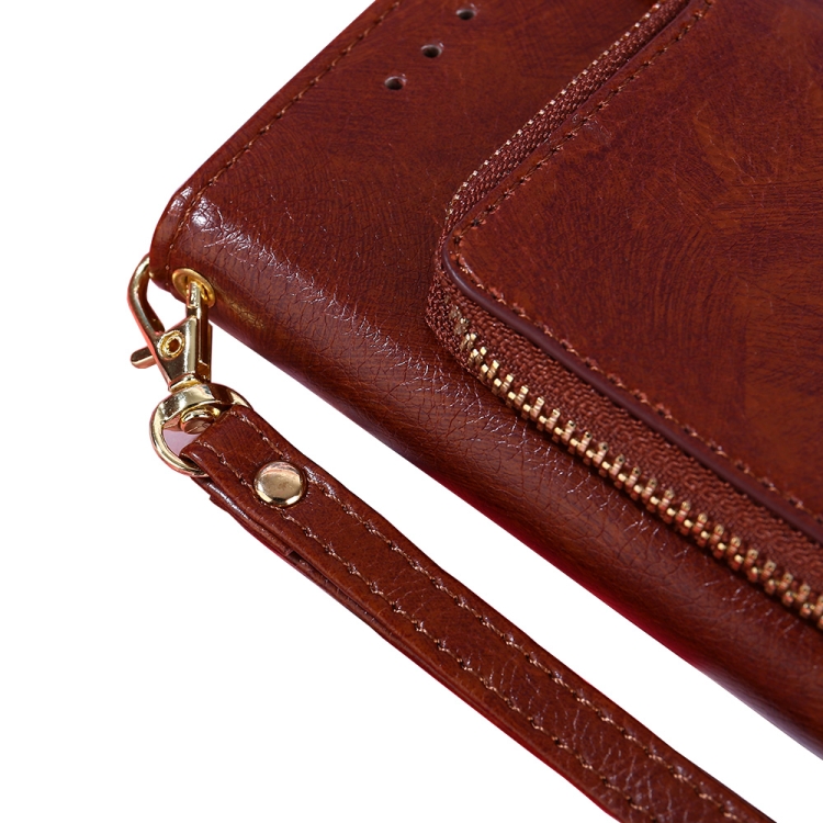 For iPhone 14 Zipper Bag Leather Phone Case (Brown) For iPhone 14 Zipper Bag Leather Phone Case (Brown)