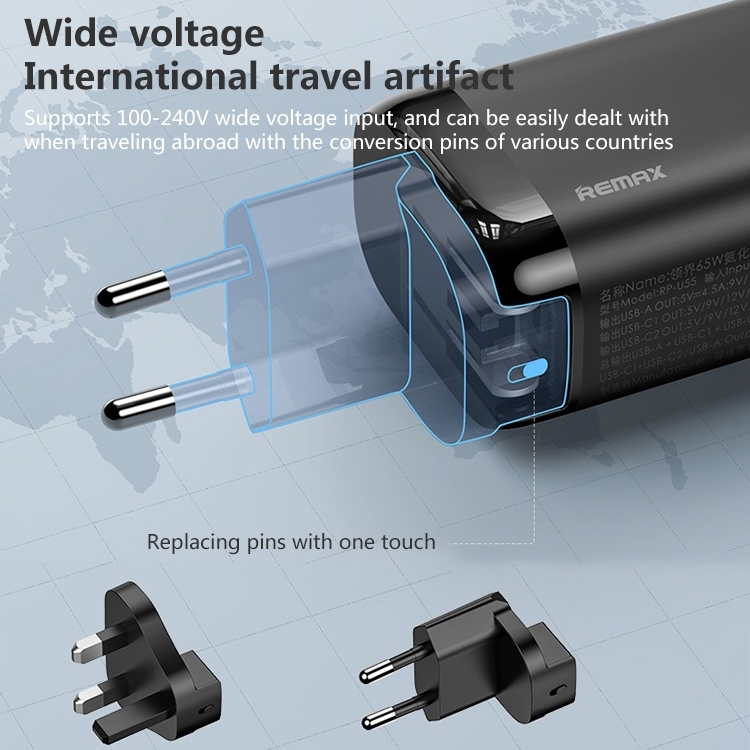 REMAX RP-U55 Territory シリーズ 65W USB+Dual USB-C / Type-C