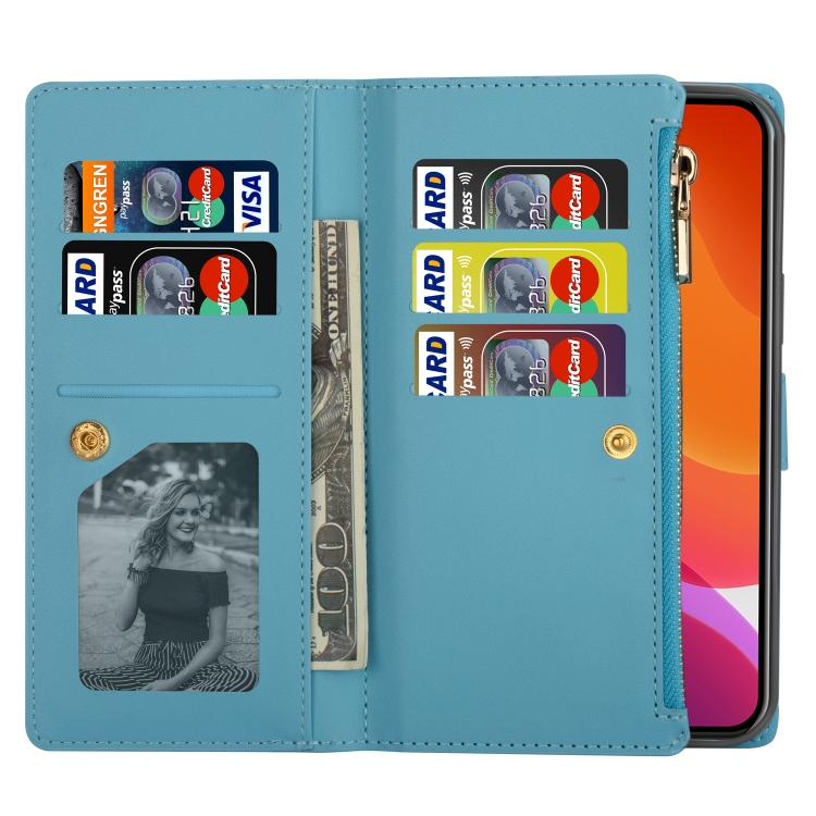 For iPhone 14 Multi-card Slots Laser Carving Glitter Zipper Leather Case Max(Sky Blue) For iPhone 14 Multi-card Slots Laser Carving Glitter Zipper Leather Case Max(Sky Blue)