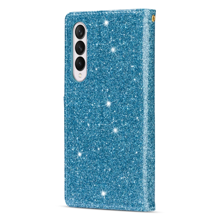 For Samsung Galaxy Z Fold 4 Multi-card Slots Laser Carving Glitter Zipper Leather Case(Sky Blue) For Samsung Galaxy Z Fold 4 Multi-card Slots Laser Carving Glitter Zipper Leather Case(Sky Blue)