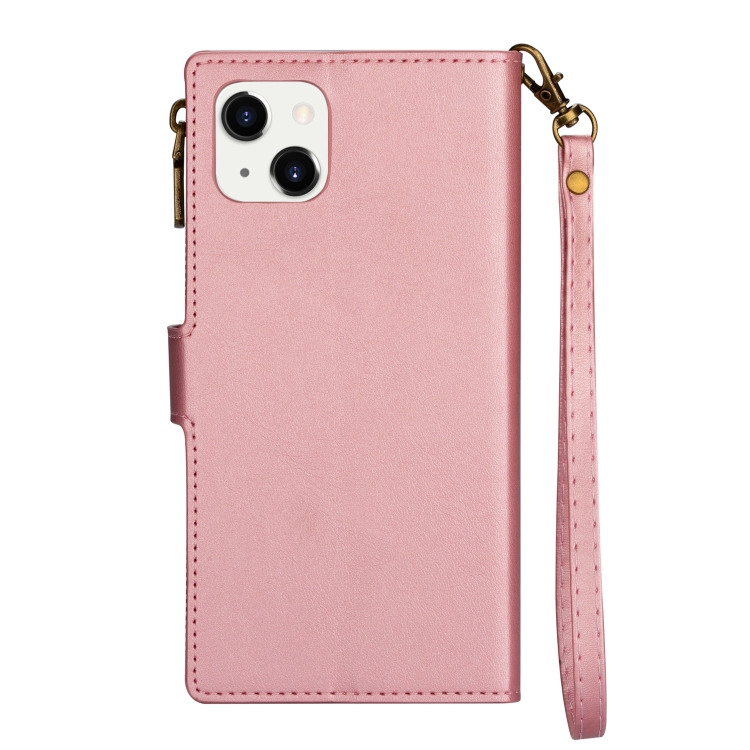 For iPhone 14 Zipper Multi-card Slots Horizontal Flip Leather Case Max(Rose Gold) For iPhone 14 Zipper Multi-card Slots Horizontal Flip Leather Case Max(Rose Gold)