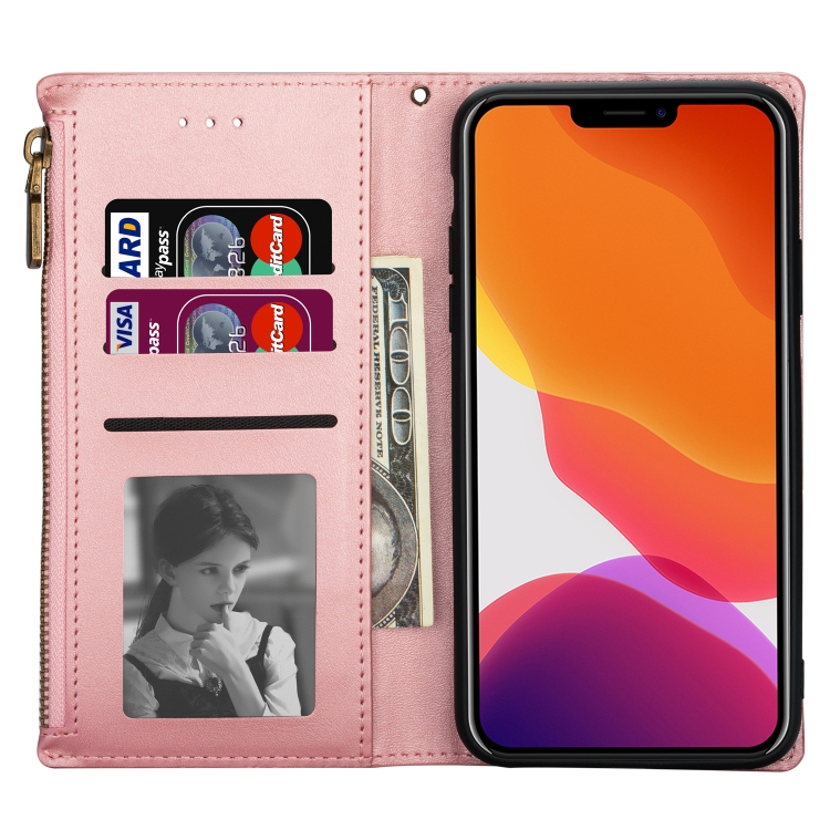 For iPhone 14 Zipper Multi-card Slots Horizontal Flip Leather Case Max(Rose Gold) For iPhone 14 Zipper Multi-card Slots Horizontal Flip Leather Case Max(Rose Gold)