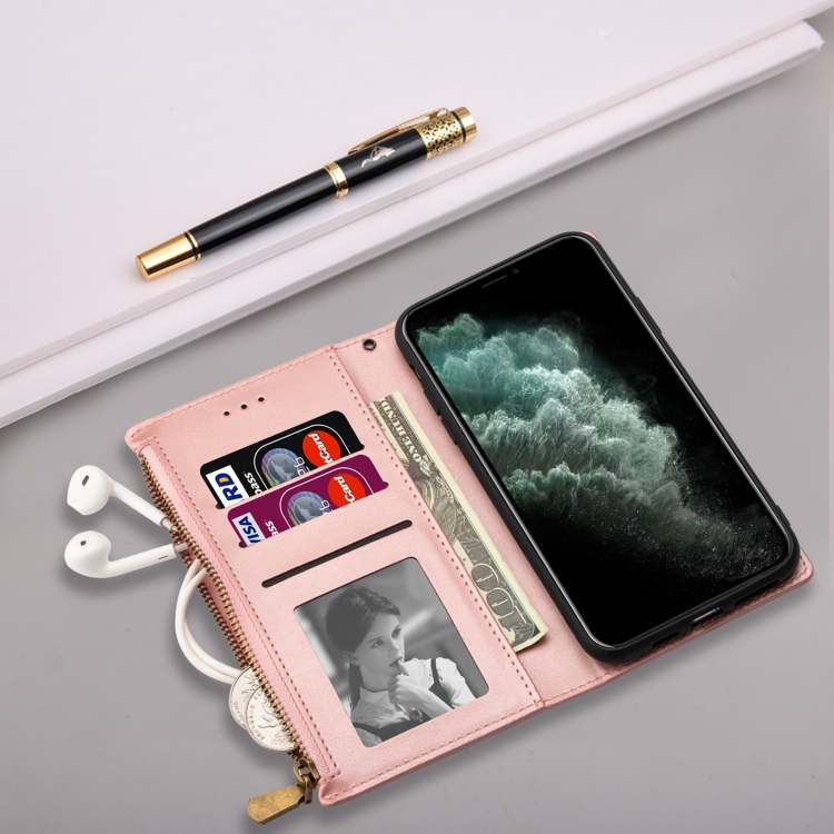 For iPhone 14 Zipper Multi-card Slots Horizontal Flip Leather Case Max(Rose Gold) For iPhone 14 Zipper Multi-card Slots Horizontal Flip Leather Case Max(Rose Gold)