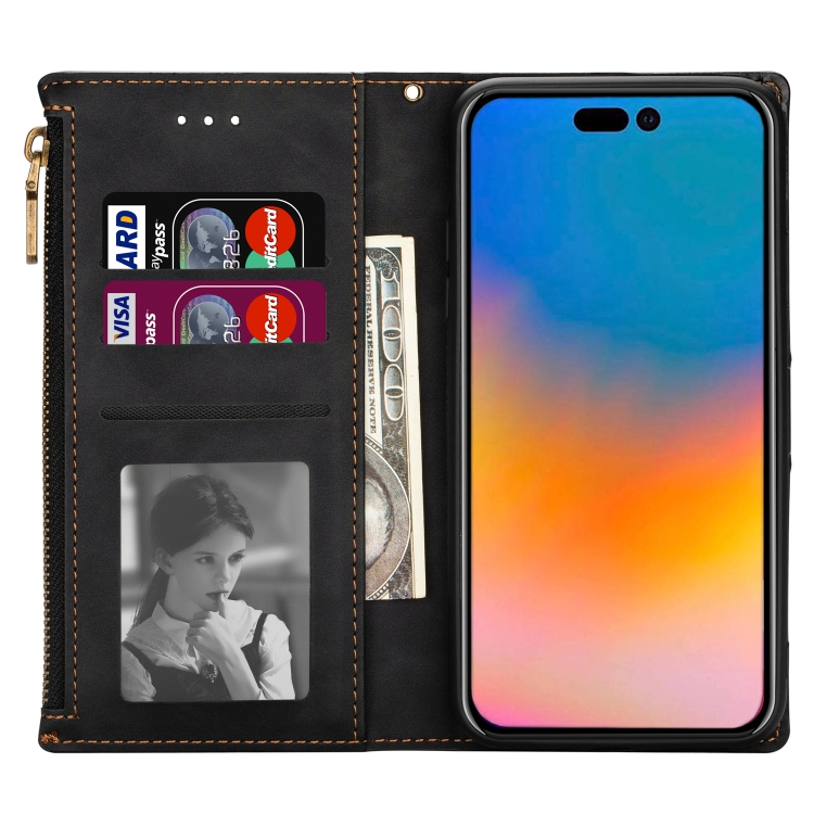 For iPhone 14 Pro Max Zipper Multi-card Slots Horizontal Flip Leather Case(Black) For iPhone 14 Pro Max Zipper Multi-card Slots Horizontal Flip Leather Case(Black)
