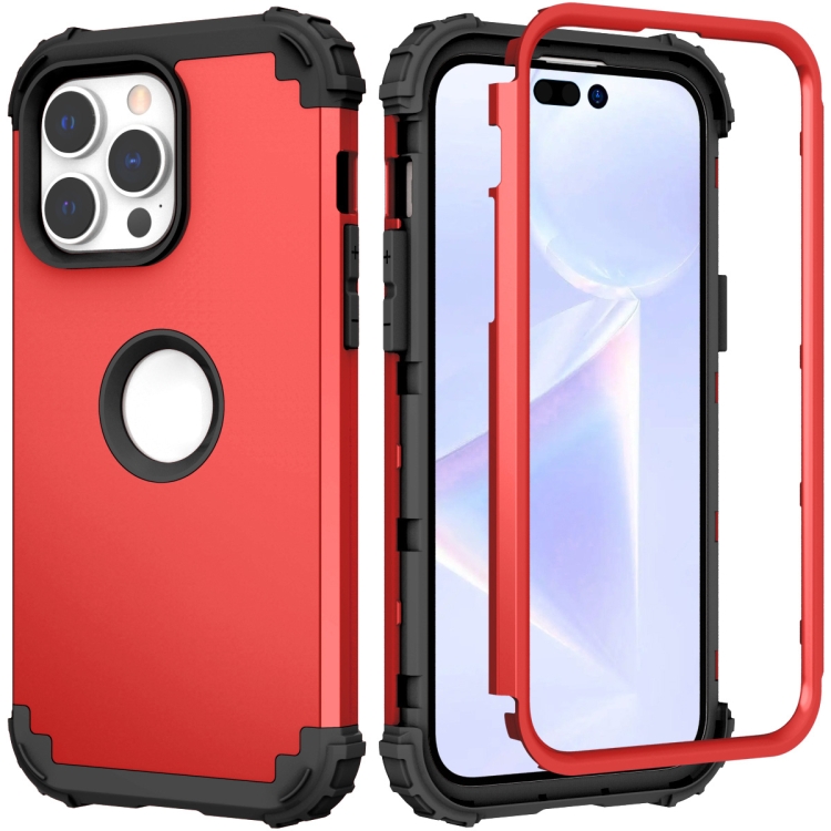For iPhone 14 Pro 3 in 1 Shockproof Phone Case(Red) For iPhone 14 Pro 3 in 1 Shockproof Phone Case(Red)