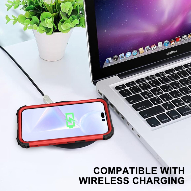 For iPhone 14 Pro 3 in 1 Shockproof Phone Case(Red) For iPhone 14 Pro 3 in 1 Shockproof Phone Case(Red)